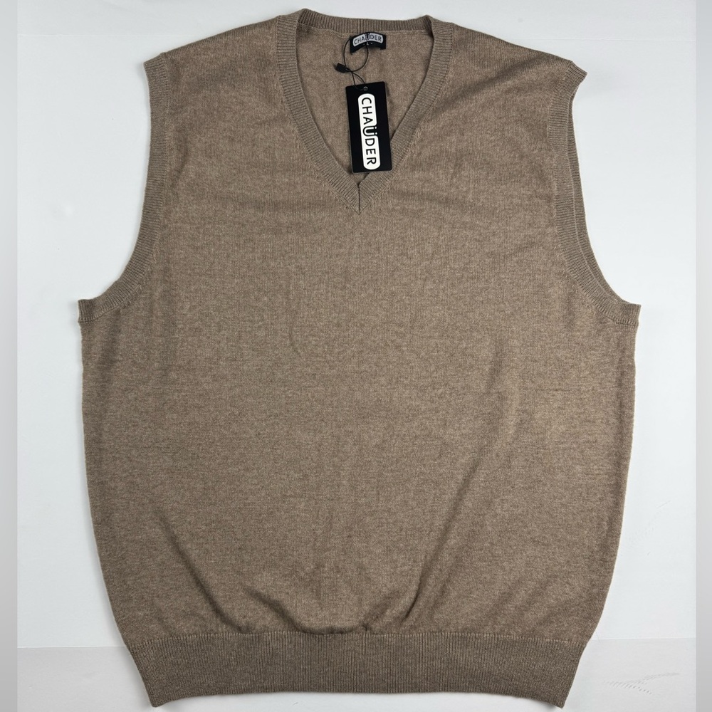 Men's Tan Slip on Sweater vest Cashmere and Wool blend size large